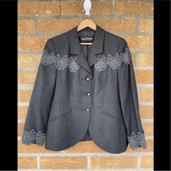 Louis Feraud Virgin wool floral embroidery jacket size 12 - Picture 5 of 12
